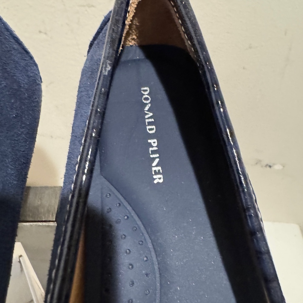 Donald J. Pliner Navy Suede Bit Loafers with Silver-Tone Hardware - Picture 8 of 9